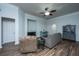 Comfortable living room with ceiling fan, stylish furniture, and open layout on wood-look flooring at 5008 Bowles Dr, Summerville, SC 29485