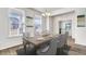 Inviting dining room features a wood table, gray chairs, and artwork adorning the walls at 549 Richfield Way Way, Summerville, SC 29486