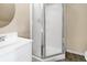 Bathroom with a glass enclosed shower and modern fixtures at 7897 Russell Creek Dr, Edisto Island, SC 29438