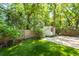 Backyard with lush landscaping, artificial turf, shed, and wood fence at 1070 Blue Marlin Dr, Charleston, SC 29412