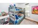 bedroom with bunk beds, decorated with blue and nautical-themed bedding and playful decor at 1070 Blue Marlin Dr, Charleston, SC 29412