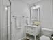 Bright bathroom with white vanity, modern fixtures, shower, and neutral color palette at 112 Huckleberry Ln, Summerville, SC 29485