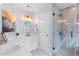 Bright bathroom features marble walk-in shower, double sinks, and modern fixtures at 1164 Out Of Bounds Dr, Summerville, SC 29485