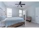 Bedroom with tiled floors, ceiling fan, and natural light. Perfect for Gathering and guests at 138 Shadybrook Dr, Summerville, SC 29486