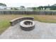 Backyard fire pit area featuring brick pavers and a circular stone fire pit, perfect for outdoor entertaining at 138 Shadybrook Dr, Summerville, SC 29486
