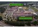 Aerial view of Cane Bay Middle and Elementary Schools, showcasing ample parking and modern facilities at 138 Shadybrook Dr, Summerville, SC 29486
