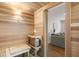Beautiful home sauna featuring light wood panels and a view into the living room at 141 Sandy Bend Ln, Summerville, SC 29486