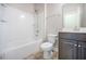Bathroom featuring a shower-tub combo and a vanity with a sink at 1489 Brockenfelt Dr, Charleston, SC 29414