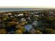 Aerial view of neighborhood with ocean in the distance and lush greenery at 2802 Ion Ave, Sullivans Island, SC 29482