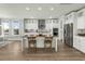 Gourmet kitchen boasts an island with seating, stainless steel appliances, and ample storage at 282 Great Lawn Dr, Summerville, SC 29486