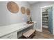 Functional home office features a long desk, ample storage, and stylish decor at 282 Great Lawn Dr, Summerville, SC 29486
