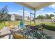 Relaxing screened porch with comfortable seating and views of the expansive backyard at 433 Thoroughbred Dr, Moncks Corner, SC 29461