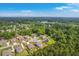 Aerial shot of a residential area surrounded by lush greenery showcasing well-maintained homes, landscaping, and community layout at 5497 Alpine Dr, Summerville, SC 29483