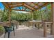 Riverside gazebo with chairs, fish-cleaning station, wooden support beams and waterfront access at 5653 Wire Rd, Branchville, SC 29432