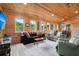 Bright and airy living room with wood paneling, multiple windows, and comfortable seating at 5653 Wire Rd, Branchville, SC 29432