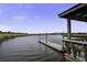 Wooden dock on the canal with a covered seating area for relaxation by the water at 5911 Steward St # 24, Hanahan, SC 29410