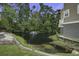 Relaxing backyard view featuring a fountain in pond surrounded by beautiful trees and grassy area at 5911 Steward St # 24, Hanahan, SC 29410