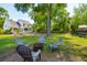 Green backyard features a fire pit with chairs and lush green space, perfect for outdoor activities at 679 Clearview Dr, Charleston, SC 29412