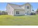 Well-maintained home exterior and large, level backyard featuring green grass and a fenced perimeter for added privacy and security at 7477 Painted Bunting Way, Hanahan, SC 29410