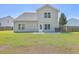 Well-maintained home exterior and large, level backyard featuring green grass and a fenced perimeter for added privacy and security at 7477 Painted Bunting Way, Hanahan, SC 29410