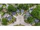 An aerial view of a single-Gathering home situated in a cul-de-sac within a residential neighborhood at 8268 Timberidge Ct, North Charleston, SC 29420