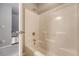 Clean and bright bathroom featuring a white tub/shower combo with modern fixtures at 102 Bristol Ln, Goose Creek, SC 29445