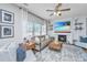 Cozy living room with a fireplace, shiplap wall, and comfortable seating at 107 Tandil Ct, Summerville, SC 29483