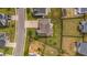 Aerial view showing the house, driveway, lawn, and fence lines in the neighborhood at 110 Ricewood Ln, Moncks Corner, SC 29461
