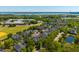 Aerial view showcasing the property's location near a pond, recreational fields, and coastal views at 1225 Blakeway St # 1401, Charleston, SC 29492