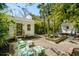 Relaxing backyard with lush greenery, seating, and a tranquil water feature for outdoor enjoyment at 135 Beaufain St, Charleston, SC 29401