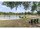 Tranquil pond view with park bench and walking path surrounded by greenery at 1472 Longspur Dr, Mount Pleasant, SC 29466