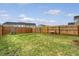 Fenced backyard featuring green lawn with a wooden bench at 152 Kirkland St, Goose Creek, SC 29445