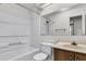 Full bathroom with a shower and tub combo, toilet, a vanity with sink, and a large mirror at 153 Corsair St, Summerville, SC 29483