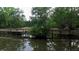 A scenic view of a pond with a wooden bridge amidst trees and greenery at 228 Dogwood Trl, Harleyville, SC 29448