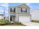 Charming two-story home with a two-car garage, landscaped yard, and grey siding with black shutters at 244 Wild Strawberry Ln, Moncks Corner, SC 29461
