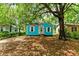 Inviting exterior of a bright blue home with a well-maintained yard and mature trees at 2654 Harvey Ave, North Charleston, SC 29405