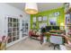 Bright office space featuring green accent wall, organized desk area, and ample storage at 3025 Buckeley Cir, Charleston, SC 29414