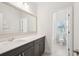 Bathroom vanity with gray cabinets, white countertop, and silver hardware at 307 Theus Pl, Huger, SC 29450