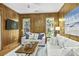 Comfortable living room with wood paneling, natural light, and stylish decor for a cozy feel at 3320 Myrtle St, Edisto Island, SC 29438