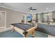 Game room features a billiards table and comfortable seating area at 521 Pelzer Dr, Mount Pleasant, SC 29464