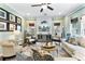 Comfortable living room showcasing neutral tones, area rug, tv, decor and lots of natural light at 5451 Kings River Dr, North Charleston, SC 29420