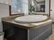 Bright bathroom with a large soaking tub with a view of the outdoors at 107 Bessie Ln, Bonneau, SC 29431