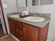 Close up shot of the double sinks and counter in the bathroom at 107 Bessie Ln, Bonneau, SC 29431