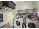 Functional laundry room featuring a washer, dryer, and ample shelving for storage at 115 S Ainsdale Dr, Charleston, SC 29414