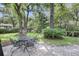 Landscaped backyard with outdoor dining and relaxation areas at 1938 Oak Tree Ln, Mount Pleasant, SC 29464