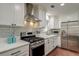Kitchen with white cabinets, stainless steel appliances, and subway tile backsplash at 203 Red Fox Run, Summerville, SC 29485