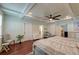 Large main bedroom features hardwood floors, a ceiling fan, and neutral paint at 203 Red Fox Run, Summerville, SC 29485
