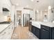 Modern kitchen with stainless steel appliances, an island with counter seating, and open floor plan at 2064 Parish House Cir, Johns Island, SC 29455