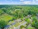 An aerial view showcases a neighborhood of homes surrounded by lush greenery and mature trees under a blue sky at 296 Oxford Rd, Ladson, SC 29456
