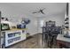 Dining area with modern furniture and a functional kitchen island with microwave and toaster at 296 Oxford Rd, Ladson, SC 29456